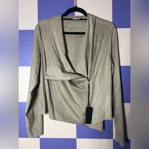 NWT Blank NYC Faux Suede Drapey Moto Jacket in Tan - Size L